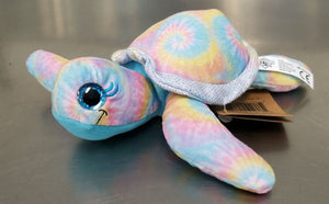 Rainbow Tie Dyed Baby Sea Turtle Hatchling Plush - Recycled Materials