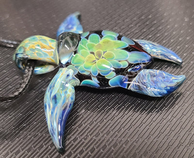 Handmade Stained Glass Sea Turtle Necklace