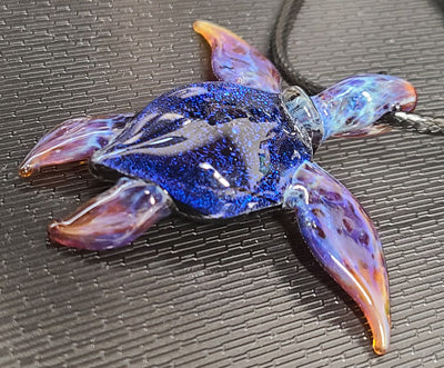 Handmade Stained Glass Sea Turtle Necklace