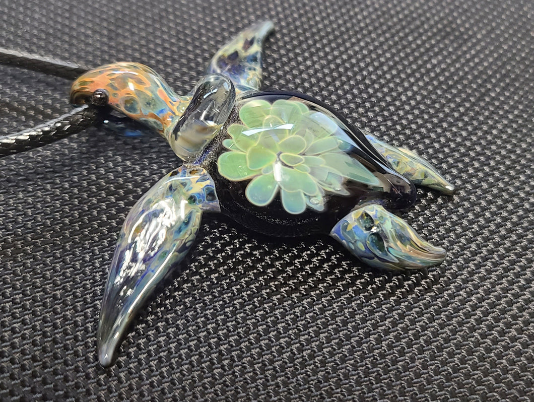Handmade Stained Glass Sea Turtle Necklace