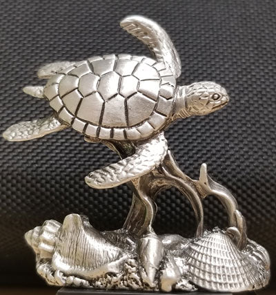 Pewter Sea Turtle Statue